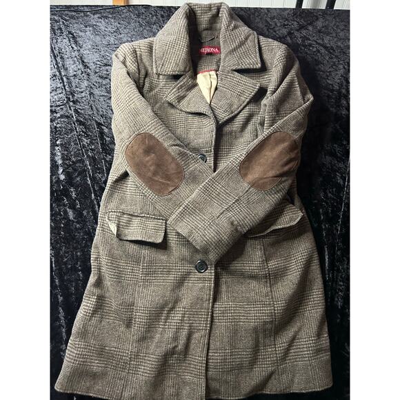 Merona Brown Tweed Blazer Jacket with Elbow Patches Satin Lined Academia Large - Picture 5 of 10